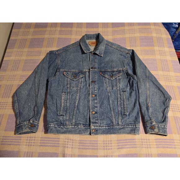 Vtg 80s Levis Jean Jacket Trucker USA Made 70507-0214 Size Medium 70s 90s Faded - Picture 14 of 14